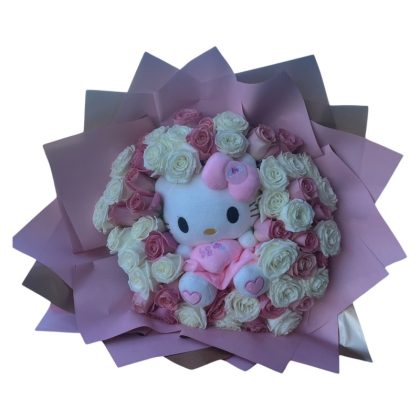 roses bouquet with hello kitty