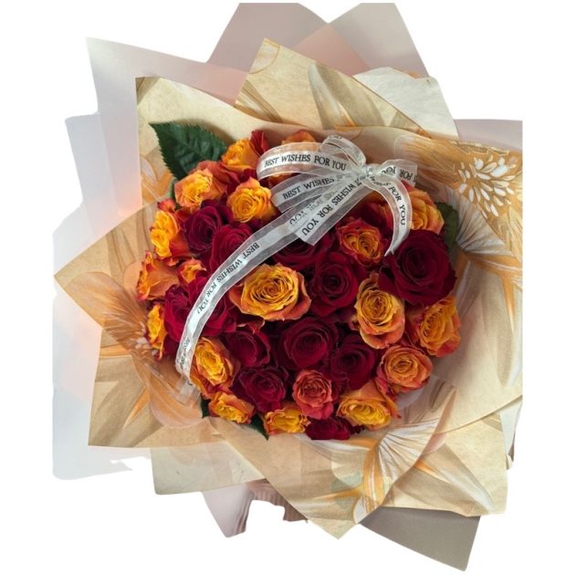 red and yellow roses bouquet