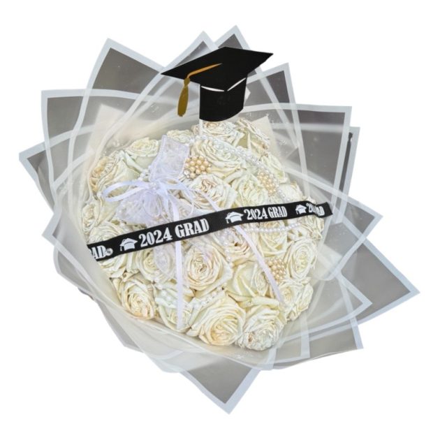 White graduation bouquet