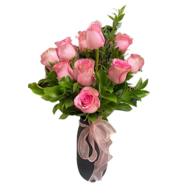 VASE WITH PINK ROSES