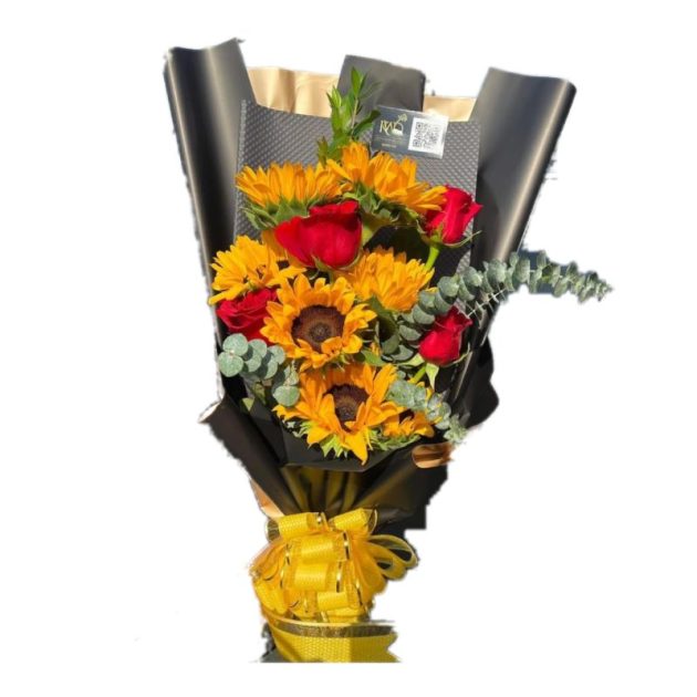 Sunflowers and roses bouquet