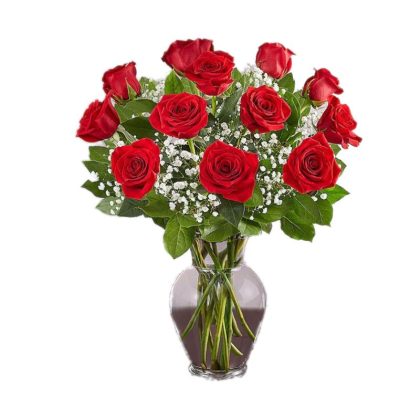 RED ROSES IN A VASE