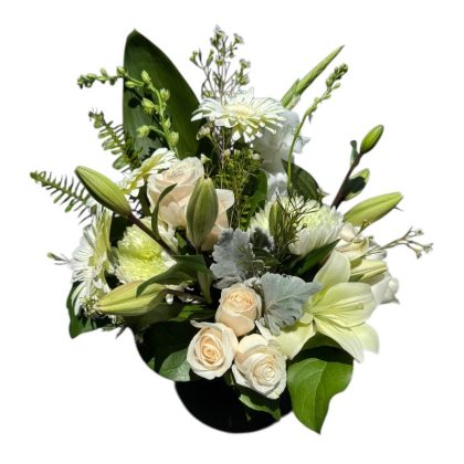White Flowers Arrangement in a Fish Bowl